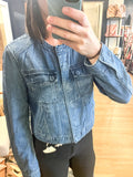 Collarless Denim Jacket