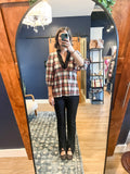 Winter Tartan Top w/ Black Corduroy Trim