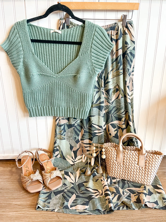 Sage Stitched Sweater Top