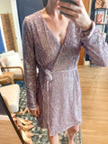 Lilac Sequin Wrap Dress