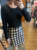 Sequin Houndstooth Skirt