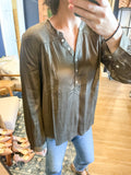 Olive Smock Shoulder Sateen Blouse