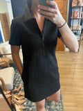 Black Textured Zipper Dress