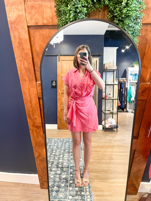 Pink Side Wrap Mini Dress