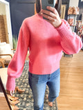 Pink Blousen Sleeve Cashmere Sweater