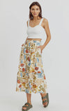 Neutral Embroidered Midi Skirt
