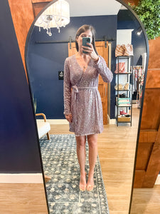 Lilac Sequin Wrap Dress