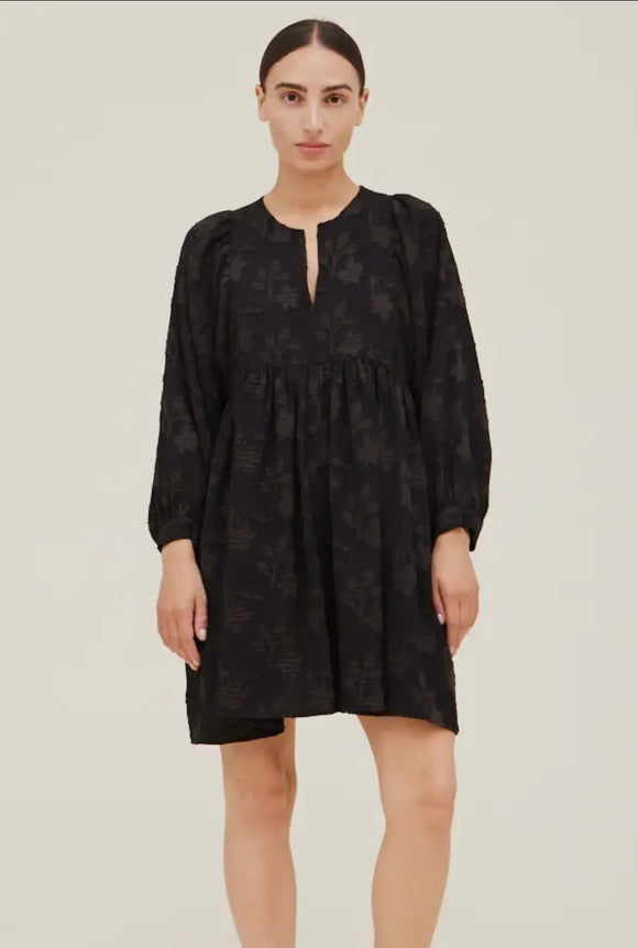 Black Jacquard Mini Dress