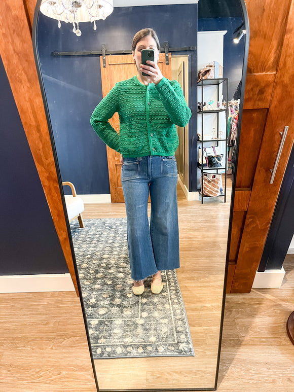 Green Popcorn Stitch Cardi