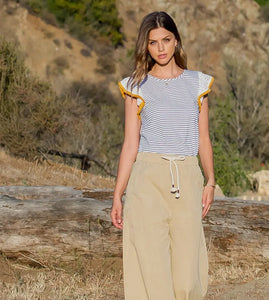 Stripe Tank w/ Eyelet Sleeve