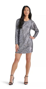 Silver Sequin Mini Dress