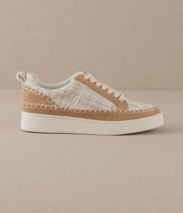 Camel Tweed Wrapped Low Top Sneaker