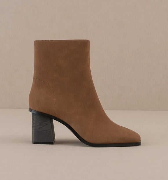 Brown Square Toe Ankle Boot