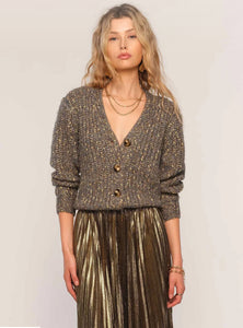 Speckled Gold/Grey V Neck Cardi