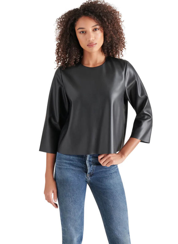 Black Faux Leather Top