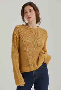 Gold Cotton Weave Sweater