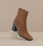 Brown Square Toe Ankle Boot